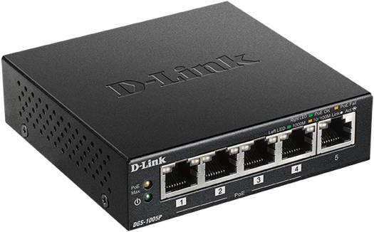 D-Link DGS-1005P 5-Port Desktop Gigabit PoE+ Switch