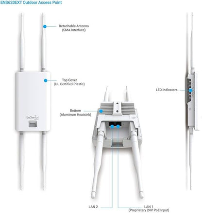 EnGenius ENS620EXT AC1300 Wi-Fi 5 Dual Band Wireless Outdoor Access Point