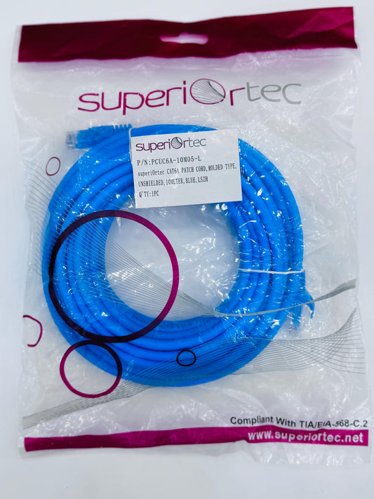 سلك توصيل SuperiOrtec CAT6A بطول 10 أمتار - أزرق