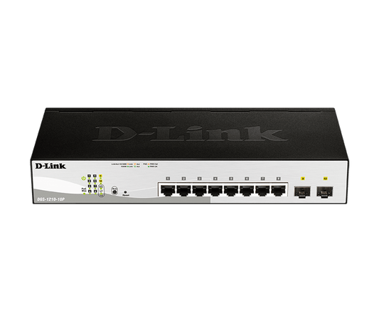 D-Link DGS-1210-10P محول جيجابت ذكي مُدار مزود بـ 10 منافذ PoE