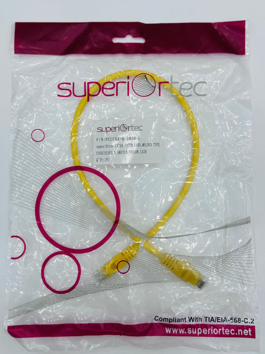 Superiortec CAT6A Patch Cord 0.5Mtr Yellow LSZH