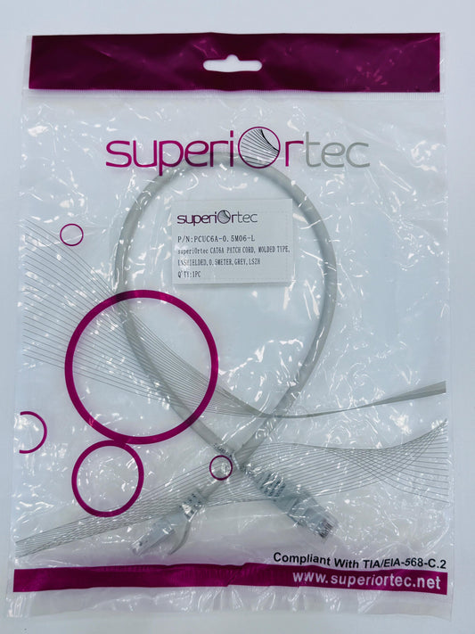 Superiortec CAT6A Patch Cord 0.5Mtr Grey LSZH