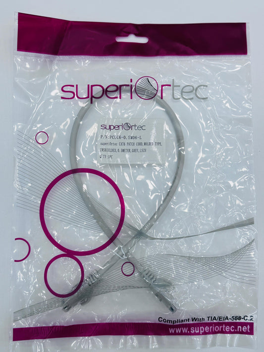 سلك توصيل Superiortec CAT6 بطول 0.5 متر باللون الرمادي