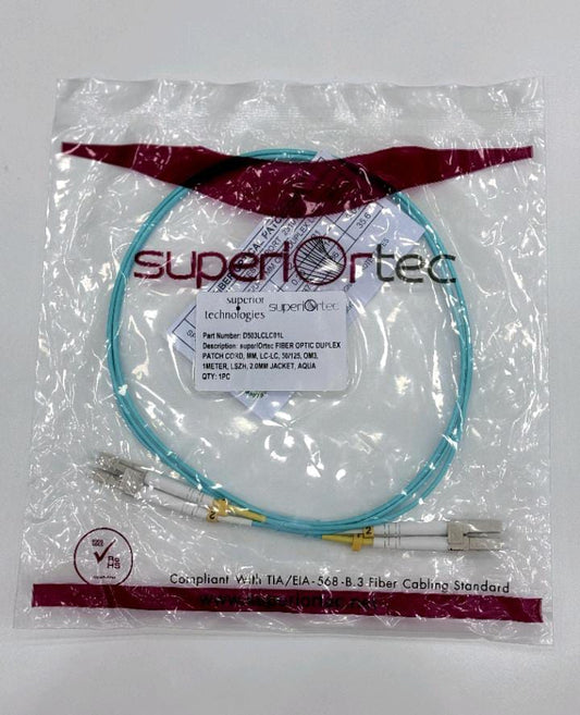 Superiortec LC-LC OM3 1mtr Patch Cord - Aqua