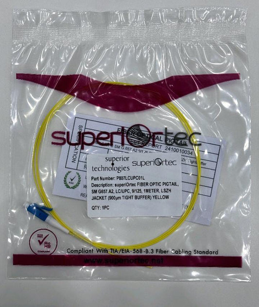 Superiortec Single Mode LC/UPC Pigtail 1Mtr LSZH - Yellow