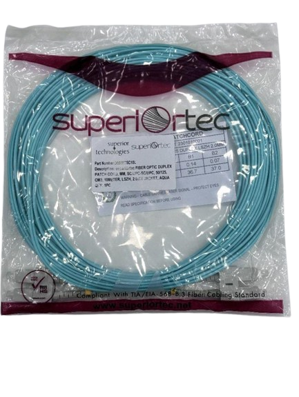 Superiortec SC-SC OM3 10Mtr Duplex Patch Cord - Aqua