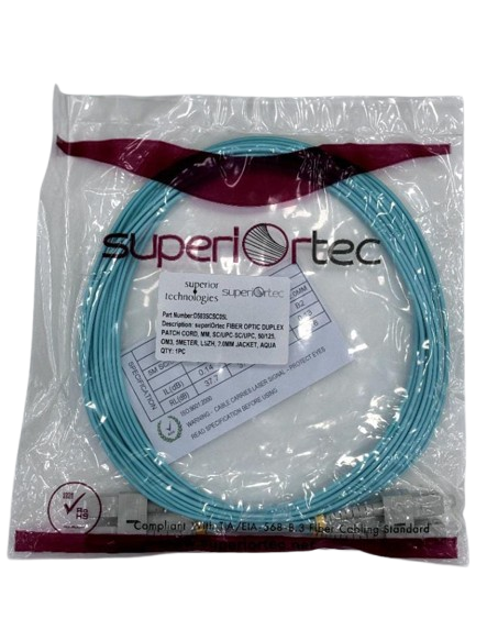 Superiortec SC-SC OM3 3mtr Patch Cord - Aqua