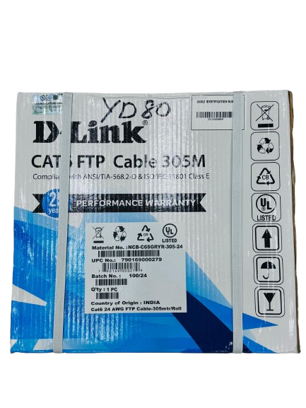 كابل FTP Cat6 24AWG من D-Link بطول 305 متر - رمادي