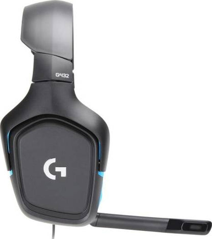 Logitech G432 Wired 7.1 Surround Sound Gaming Headset for PC, Black/Blue